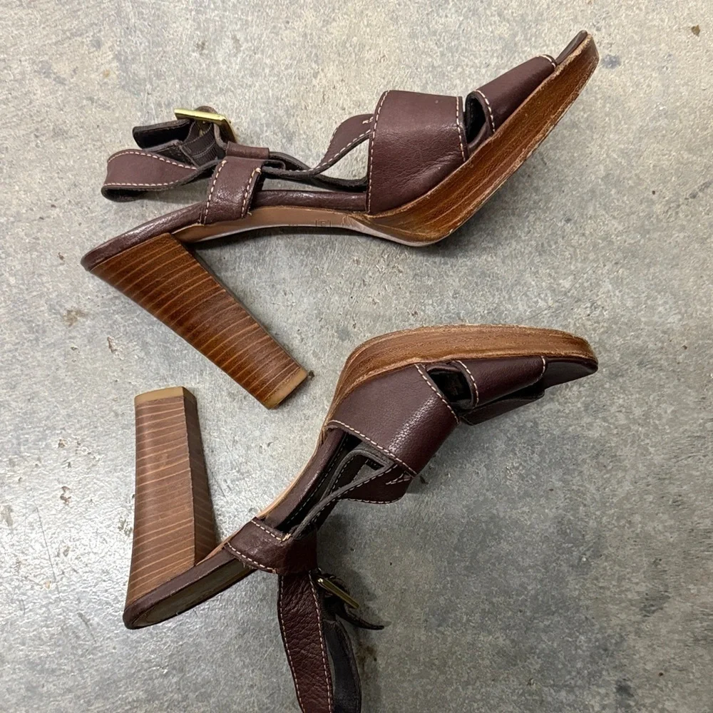 Coach Dark Brown Leather Sandals